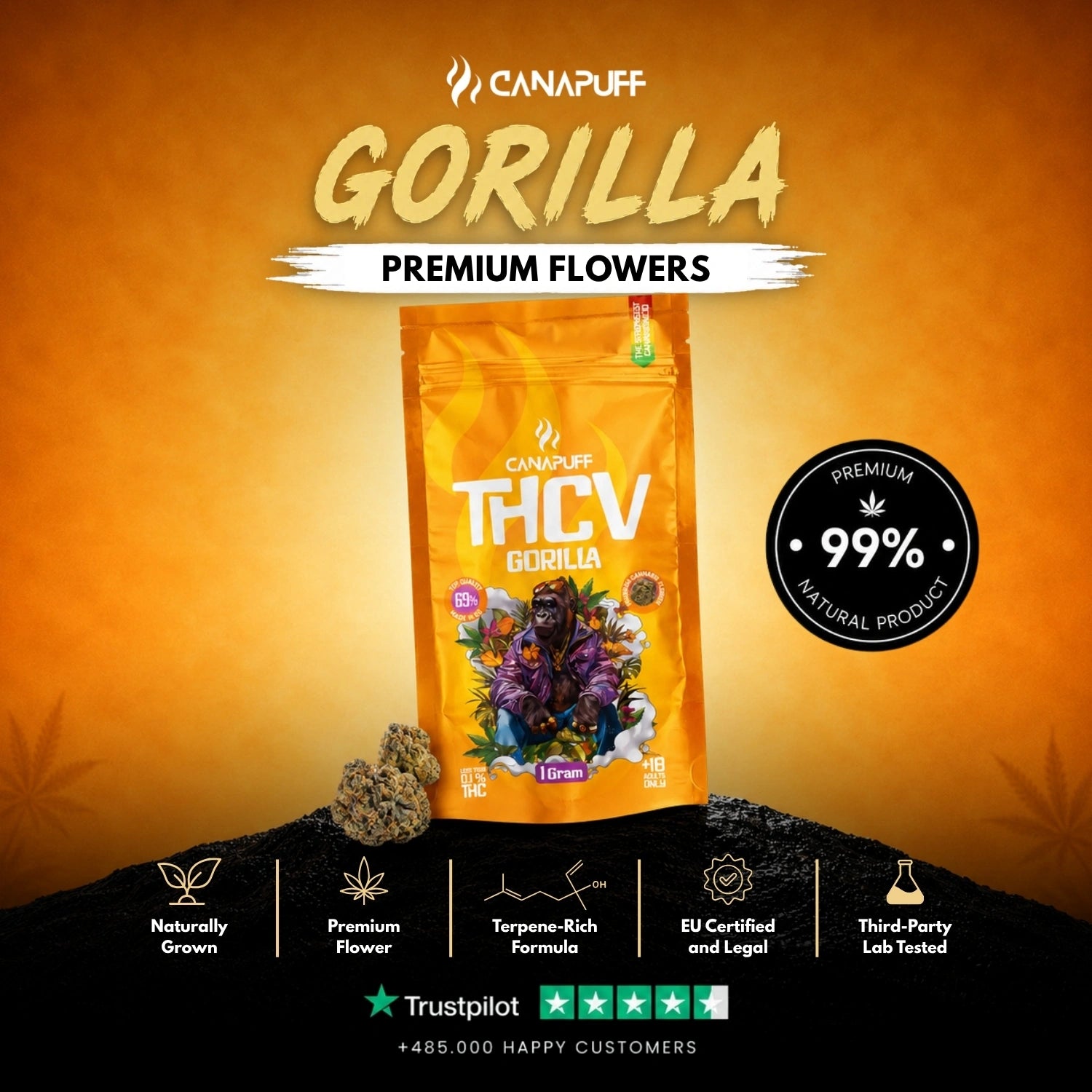 THCv Virágzat Gorilla 69%