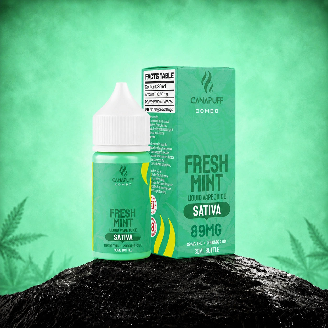 THC Liquid 89 mg 2000 mg CBD Fresh Mint 30 ml