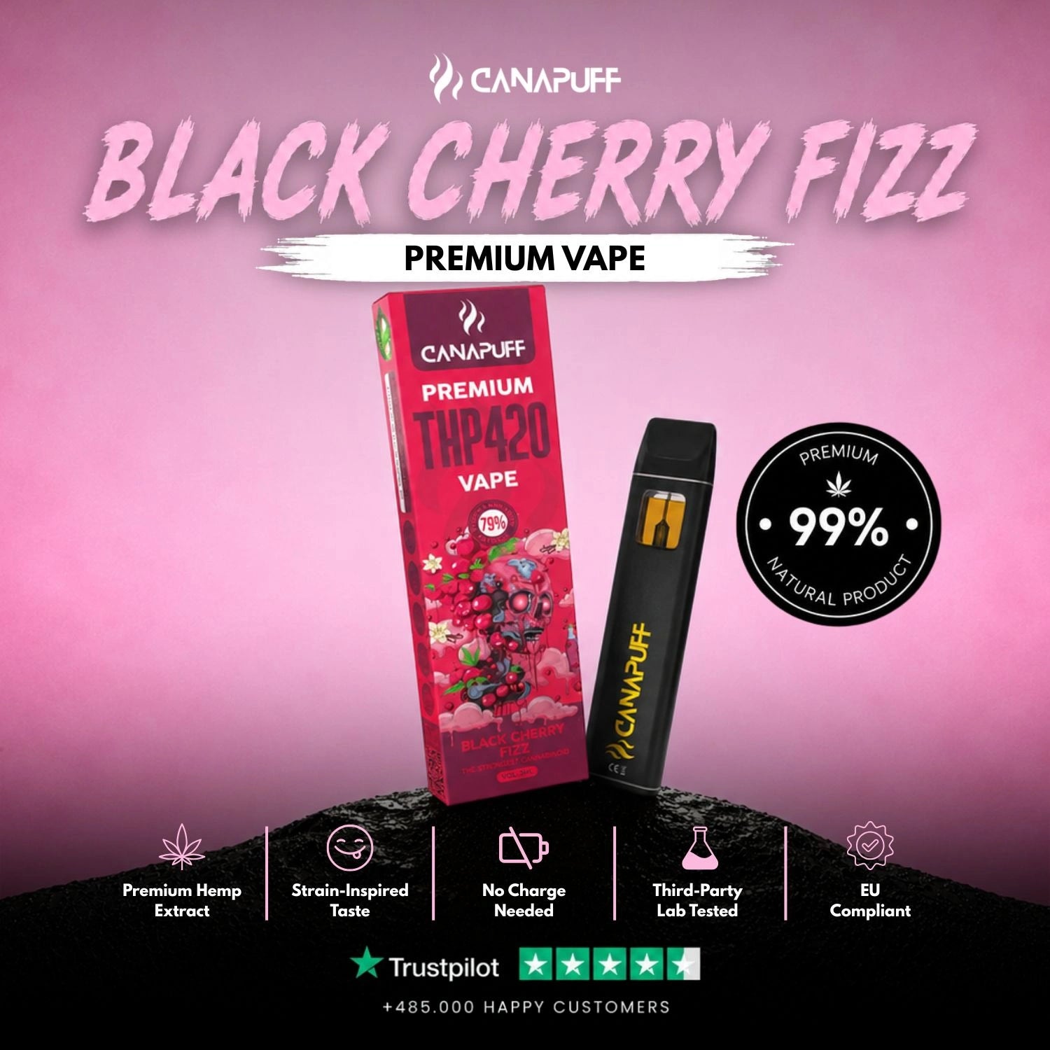 THP420 Vape Fekete cseresznye Fizz 79% 1ml