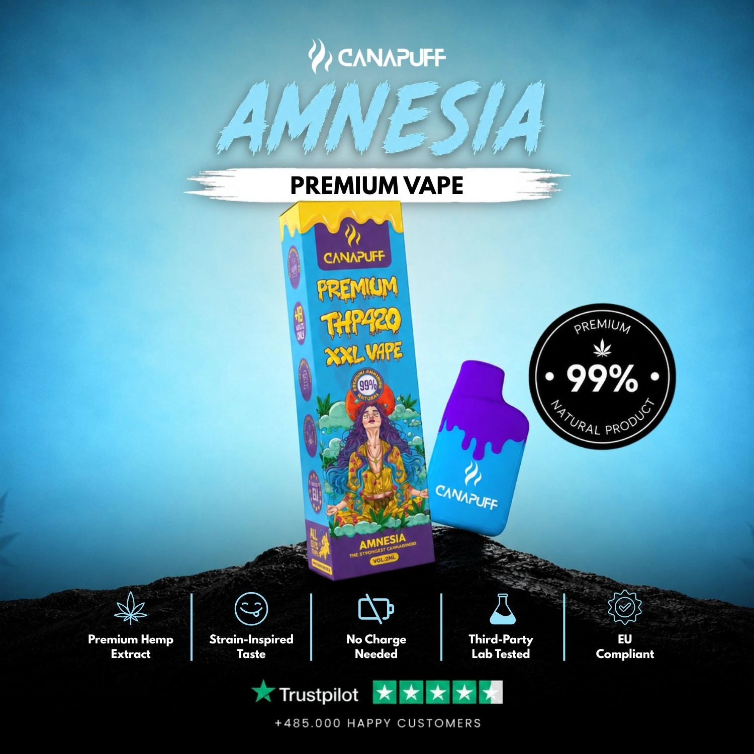 THP420 Vape Amnesia 99% 2ml