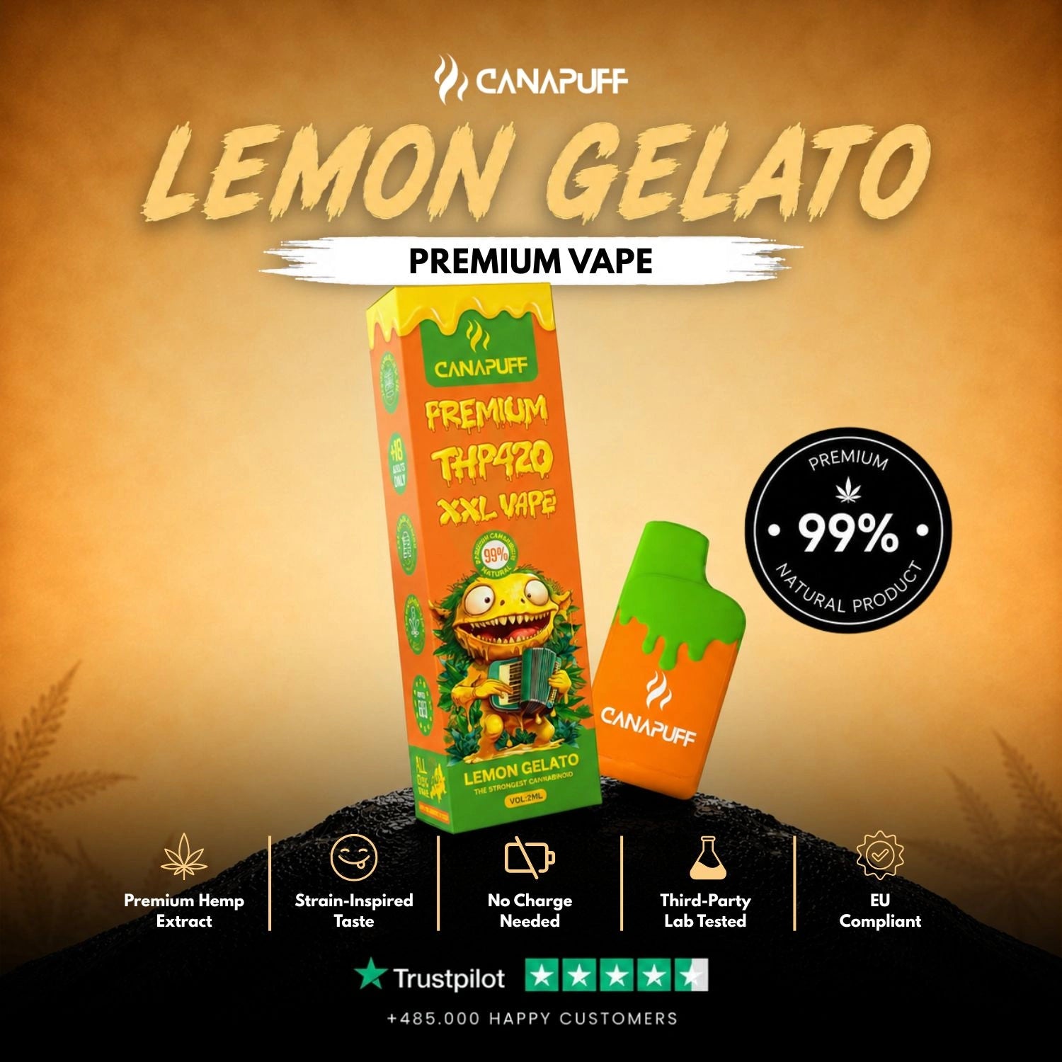 THP420 Vape Lemon Gelato 99% 2 ml