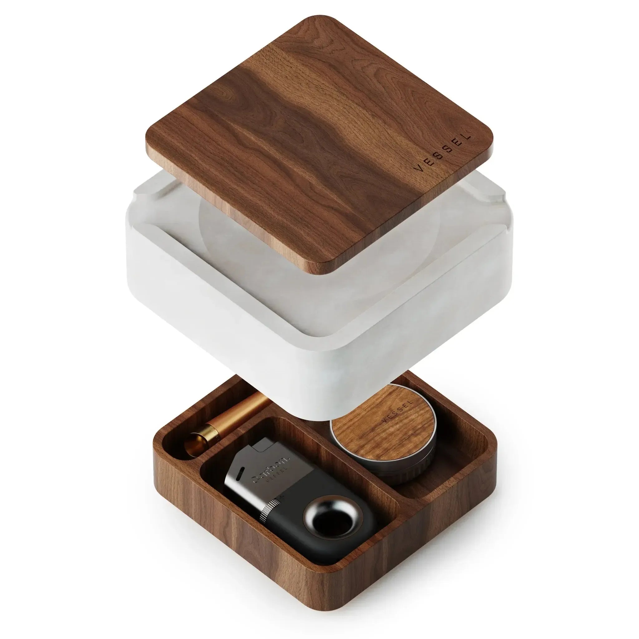 Vessel Box Vape pipákhoz és másokhoz Közeli kép fehér háttérrel
