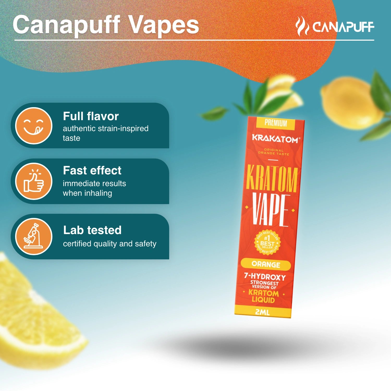 Krakatom 7-hidroxi Kratom Vape narancs