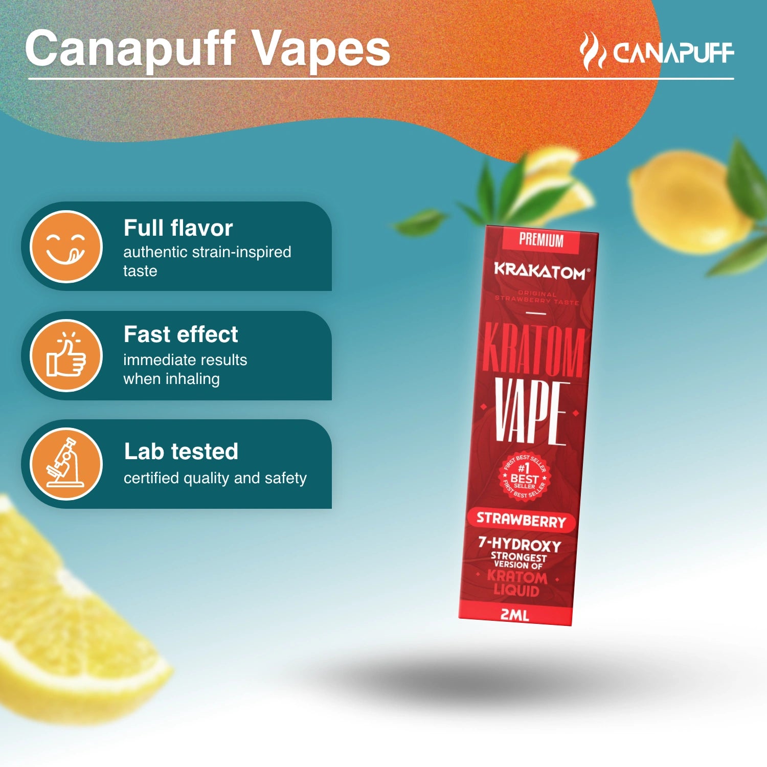 Krakatom 7-hidroxi Kratom Vape Strawberry