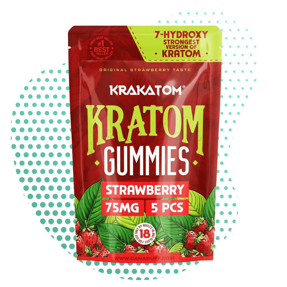 Canapuff - 7 - Hydroxy Kratom Gumicukorkák - Eper Canapuff
