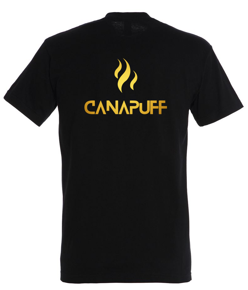 Canapuff fekete T-shirt arany "canapuff" felirattal